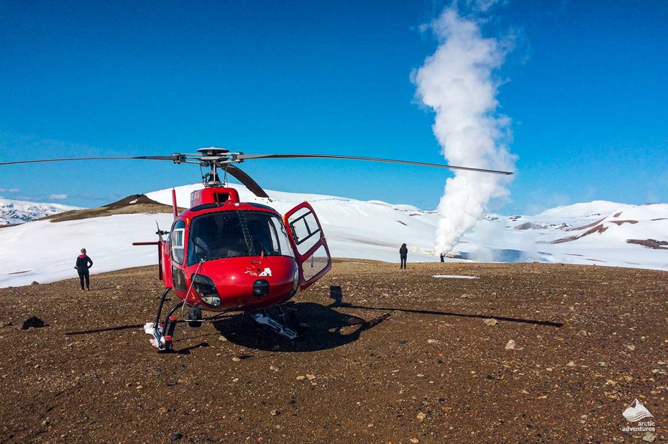 helicopter at Reykjanes Peninsula in Iceland
