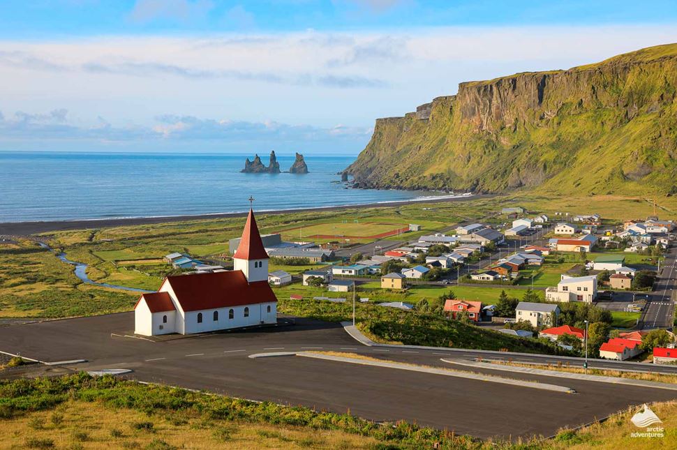 Vik Village panoramic view in Iceland