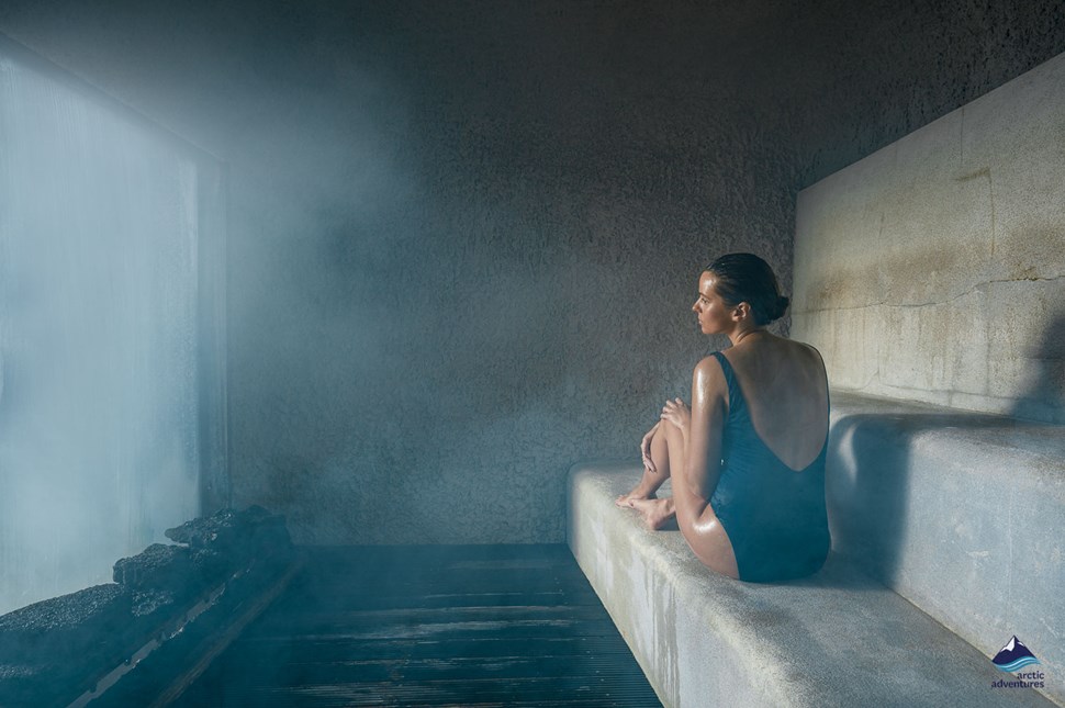 woman enjoying in sauna of Blue Lagoon Spa