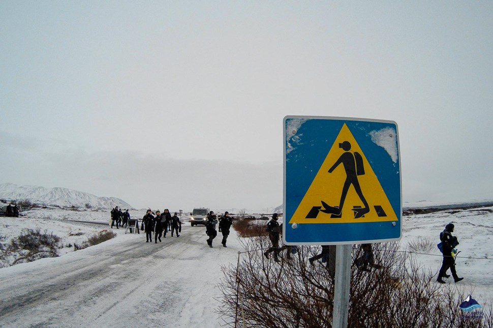 road sign at Silfra Fissure in Iceland