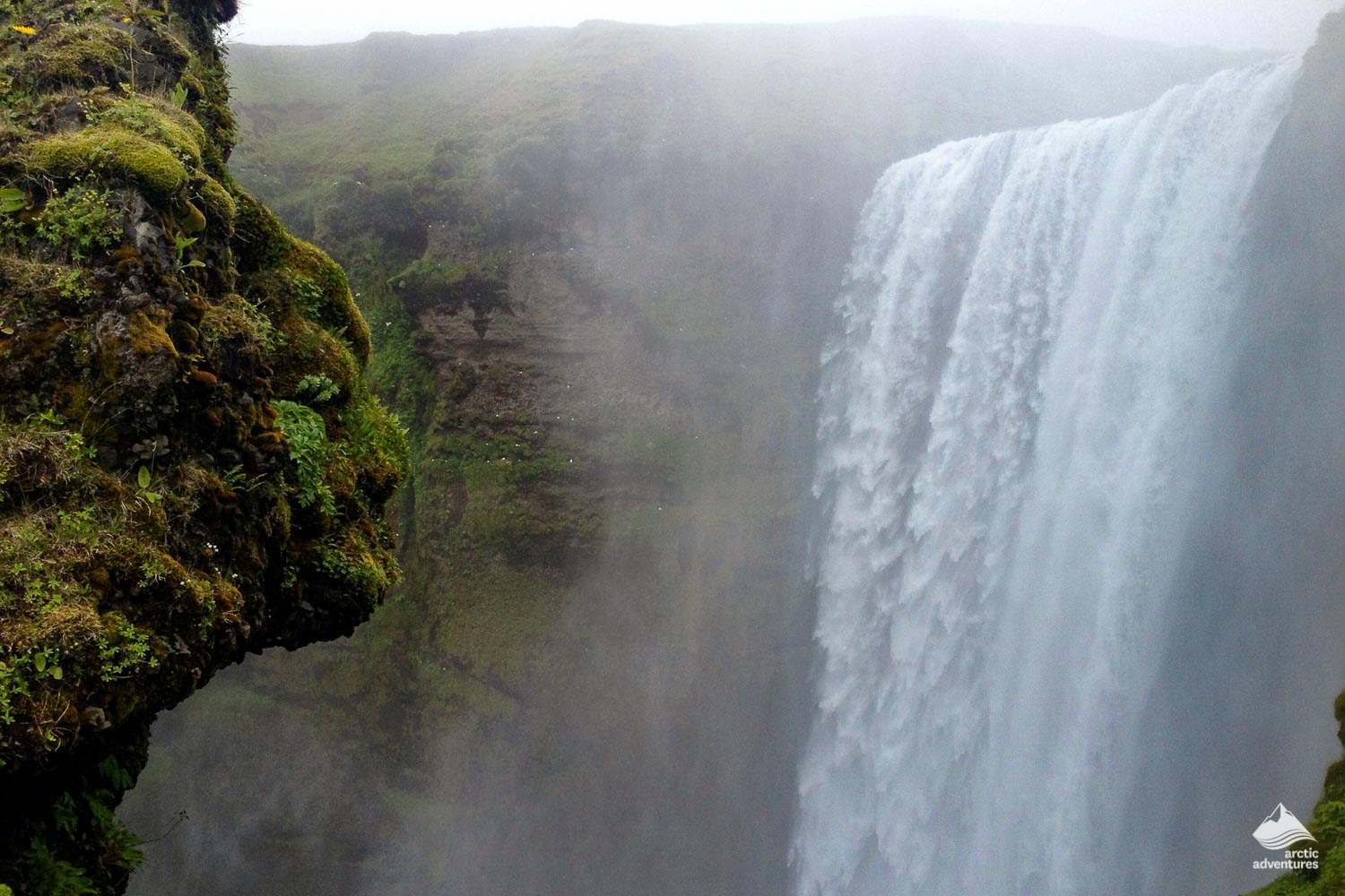 close up view of Skogafoss Waterfall