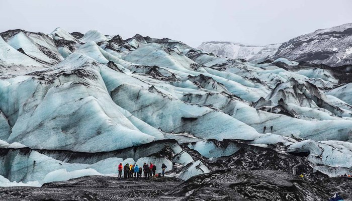 group glacier hiking at Solheimajokull glacier