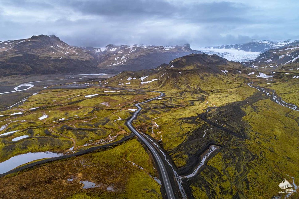 road to Solheimajokull Glacier from above
