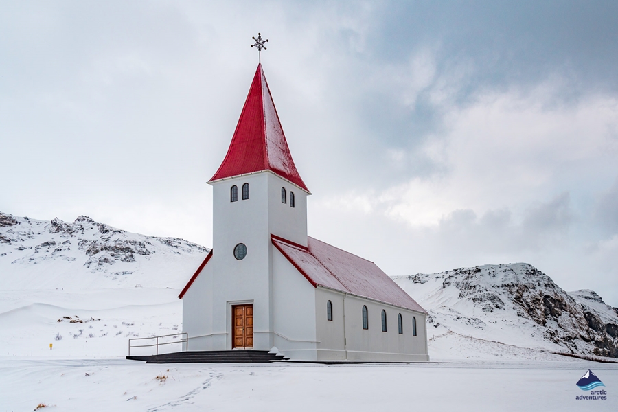 Vik Church in winter