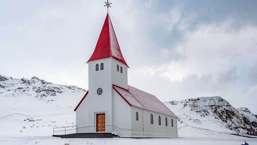 Vik Church in winter