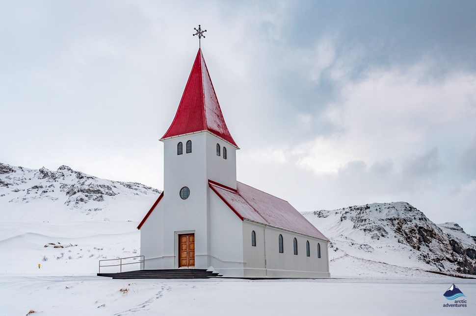 Church in Vik during winter time
