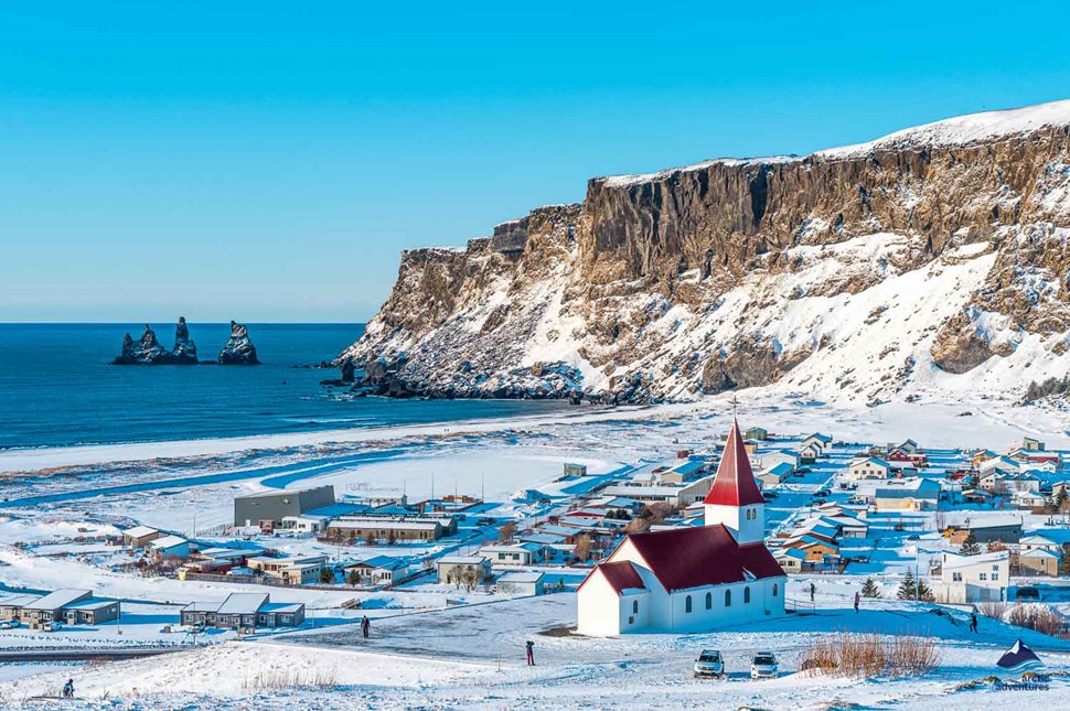 Vik Village in winter time