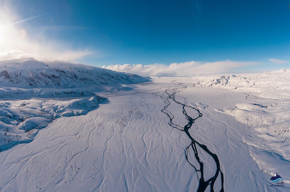 panoramic view of Thorsmork in winter