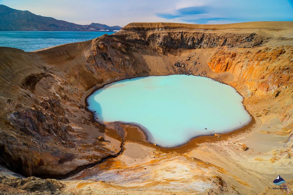 Askja Caldera Volcanic Crater view in iceland