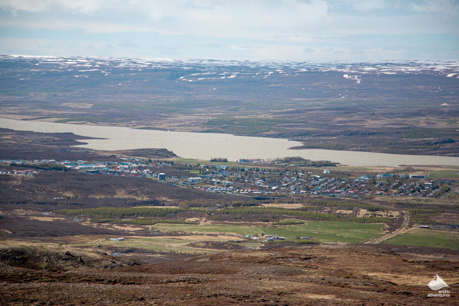 Egillsstadir village view from a distance in Iceland