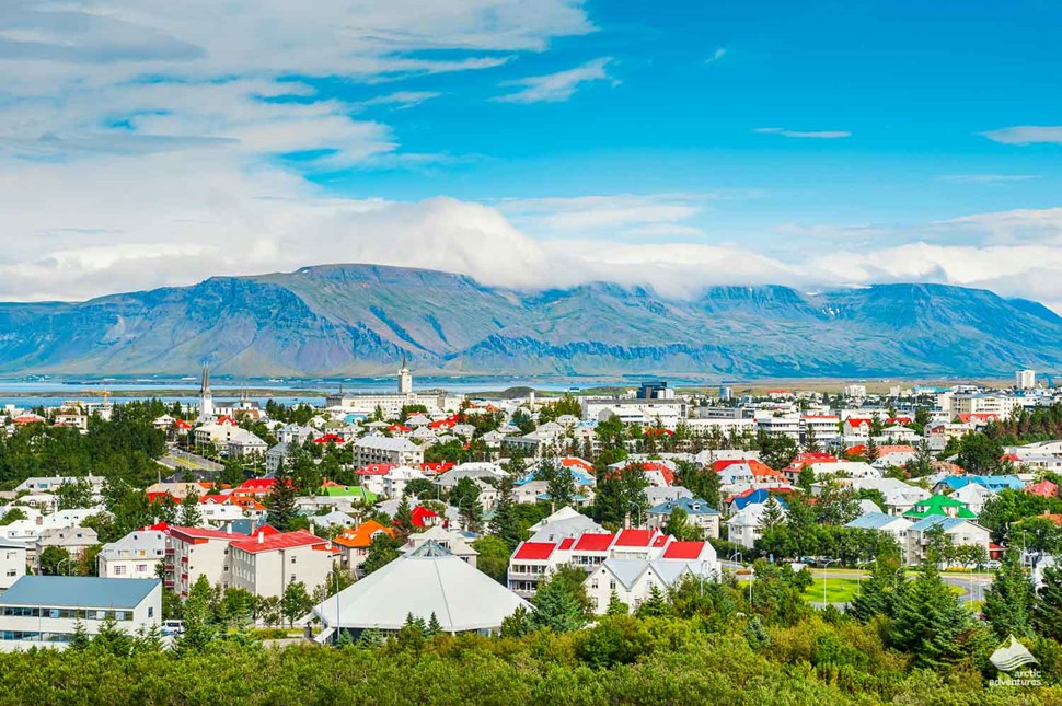 Reykjavik City And Esja Mountain Range