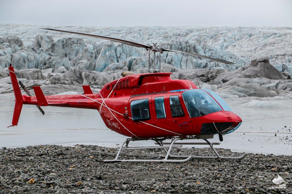 Red Helicopter near Glacier Lagoon