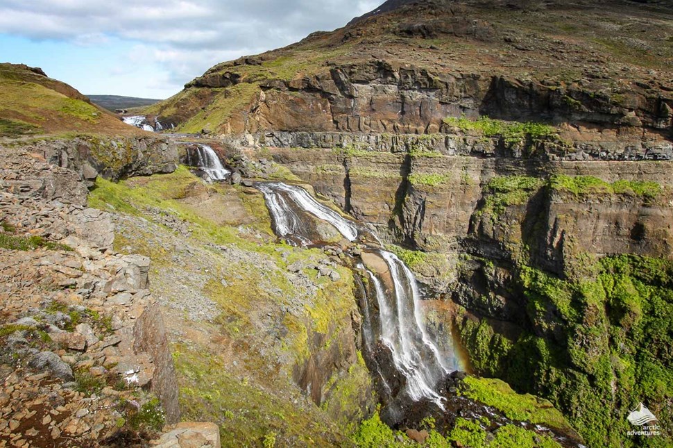 Aerial view of Glymur waterfall in Iceland
