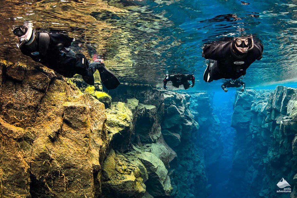 people Snorkeling  at Silfra Fissure