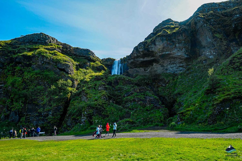 View of Glujfrabui waterfall in summer