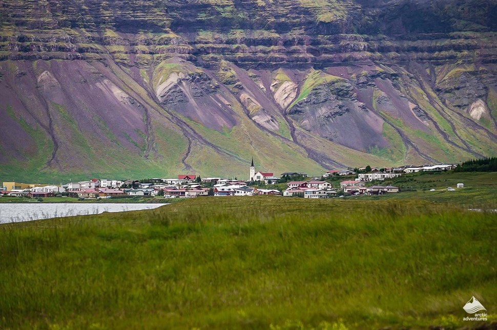 Grundarfjordur Village Distance view in Iceland