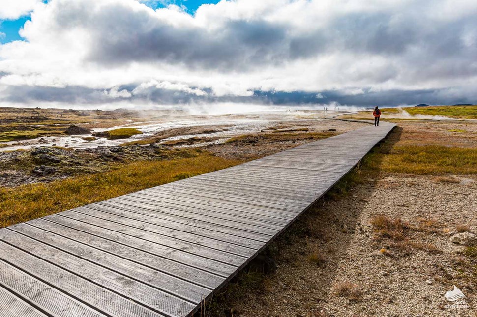 Wooden path Hveravellir in Iceland