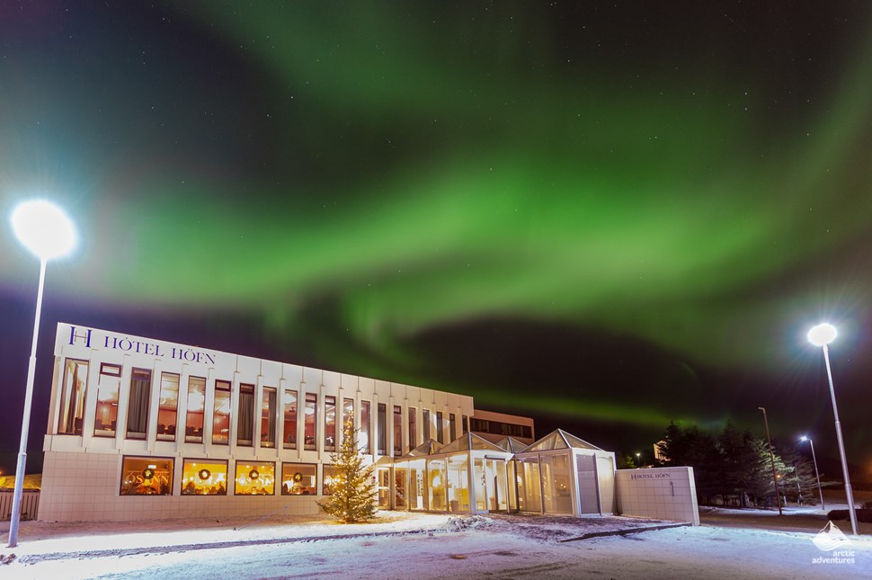 Northern Lights above Hofn city