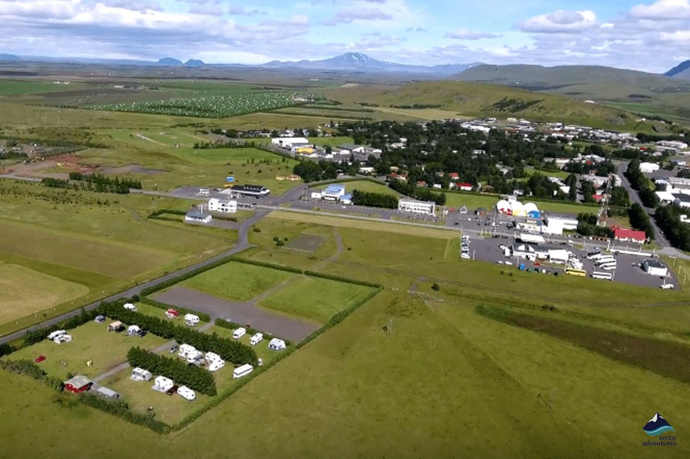 Hvolsvollur town aerial view