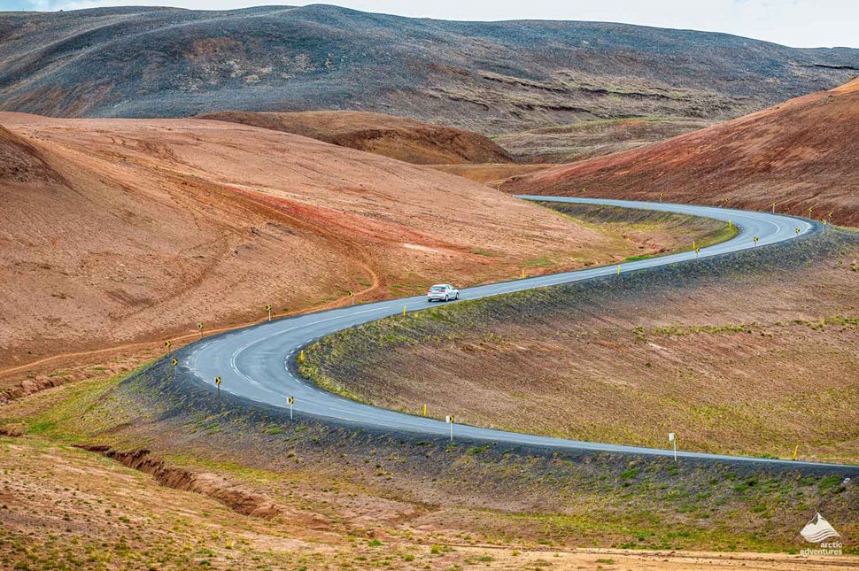Road in Iceland by the mountains