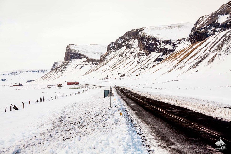 Icelandic road in winter