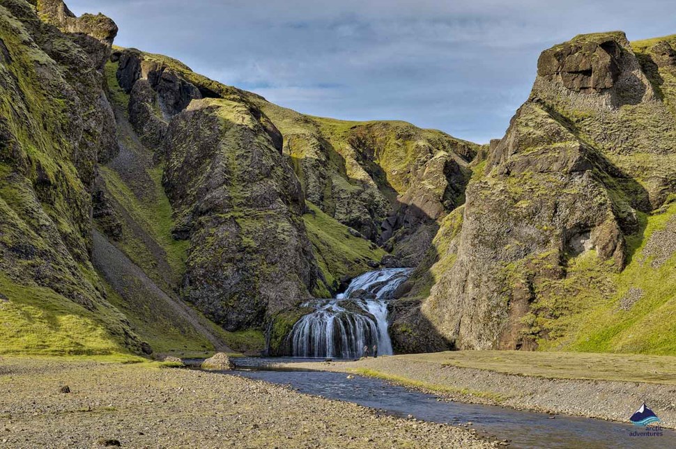 Systrafoss Waterfall in summer