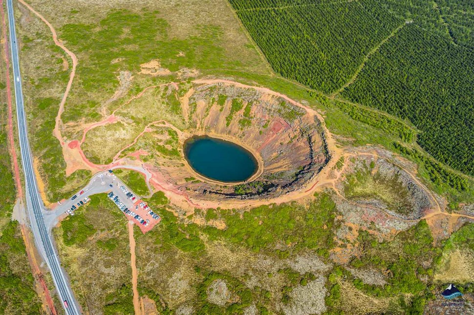 Aerial view of Kerid Crater
