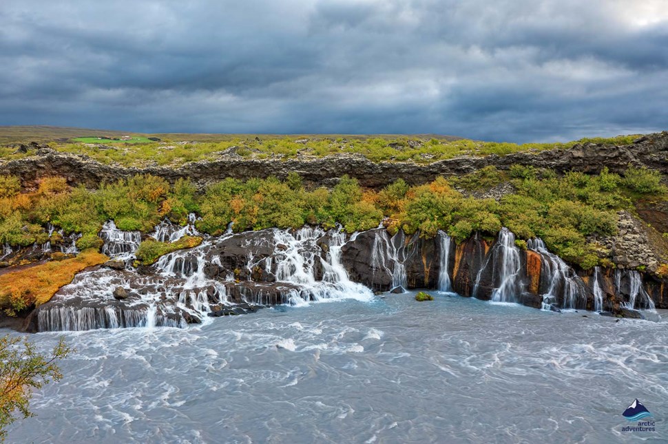 Photography at Hraunfossar Waterfall in Iceland