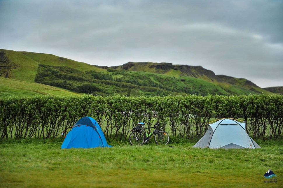 Skogar Camping site with tents