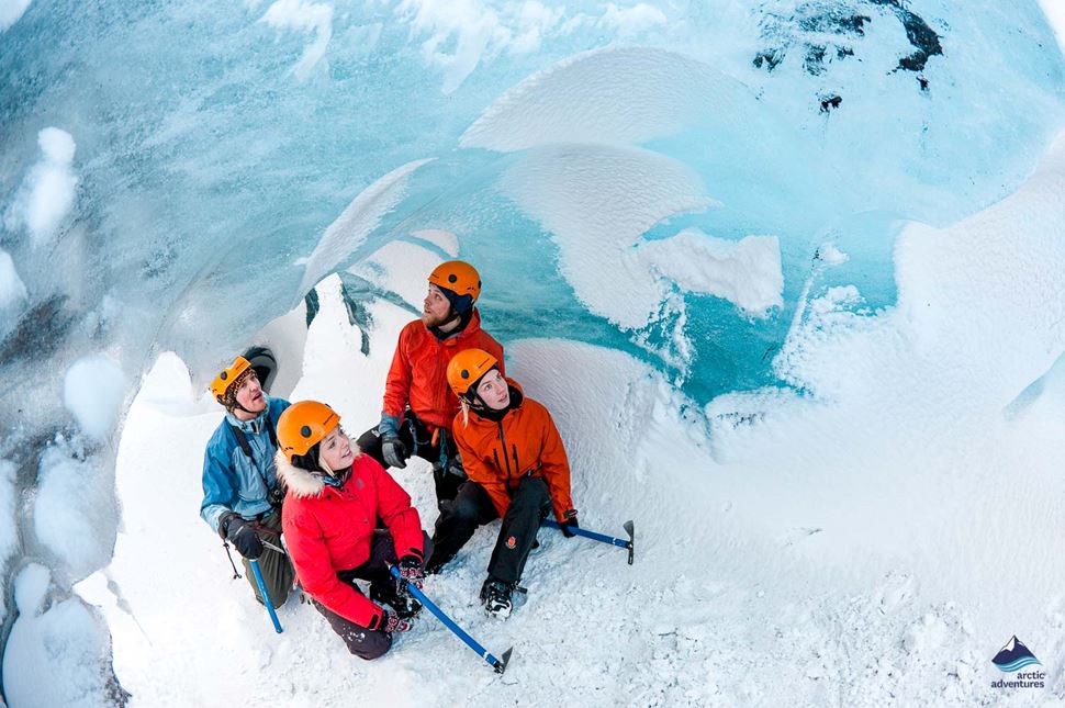 tourists on Solheimajokull Glacier Hiking Tour