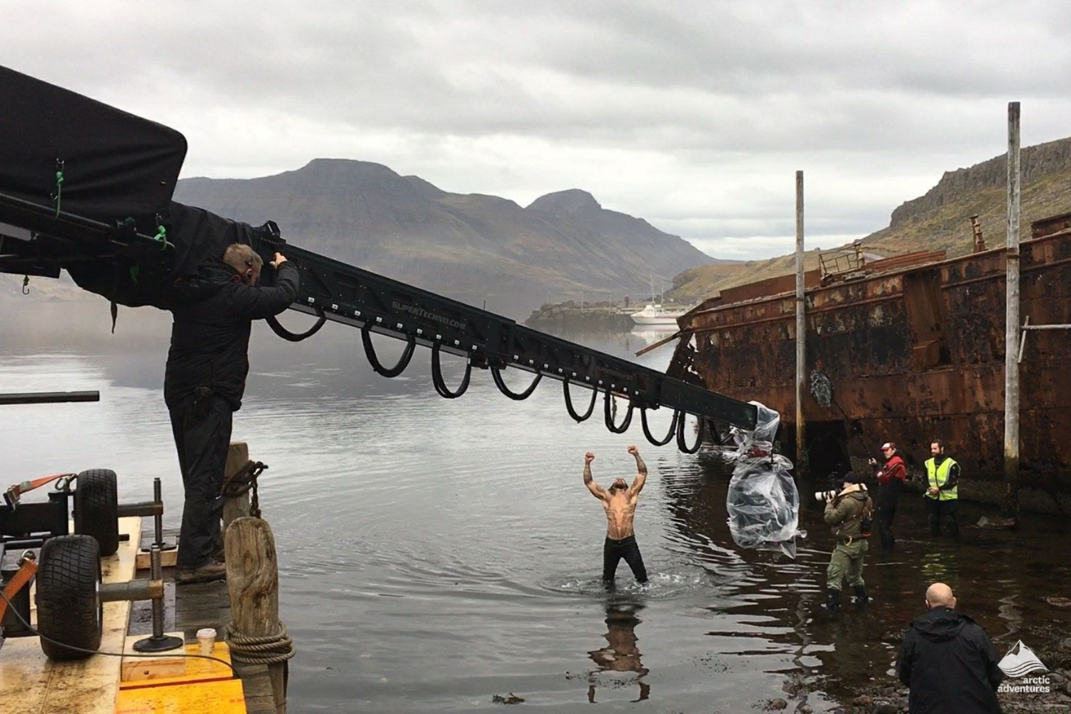 Jason Momoa as Aquaman behind the scenes
