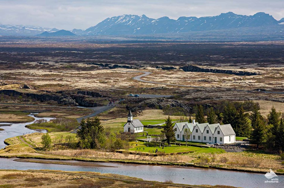 Iceland landscape of Church in Thingvellir National Park