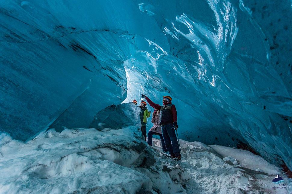 People inside Ice cave in Skaftafell