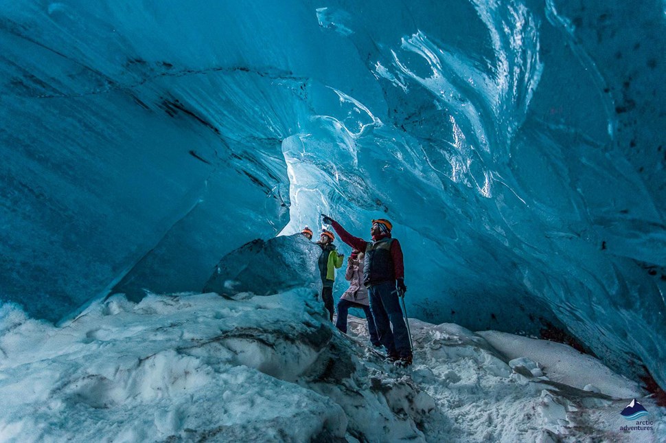 People inside Ice cave in Skaftafell