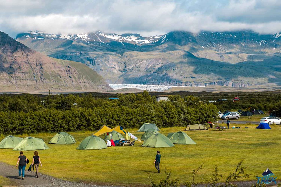 Camping site with tents at Skaftafell park