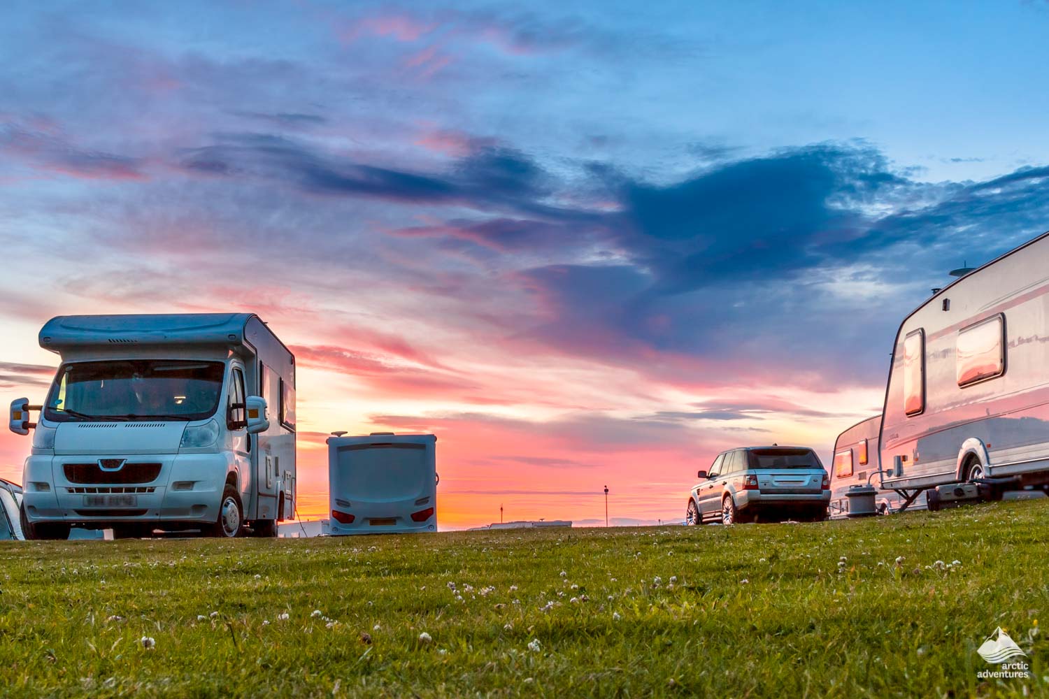 Camping Vans at Campsite in Iceland