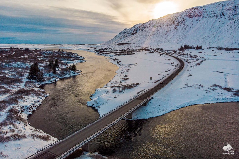 Olfusa River bridge in Iceland