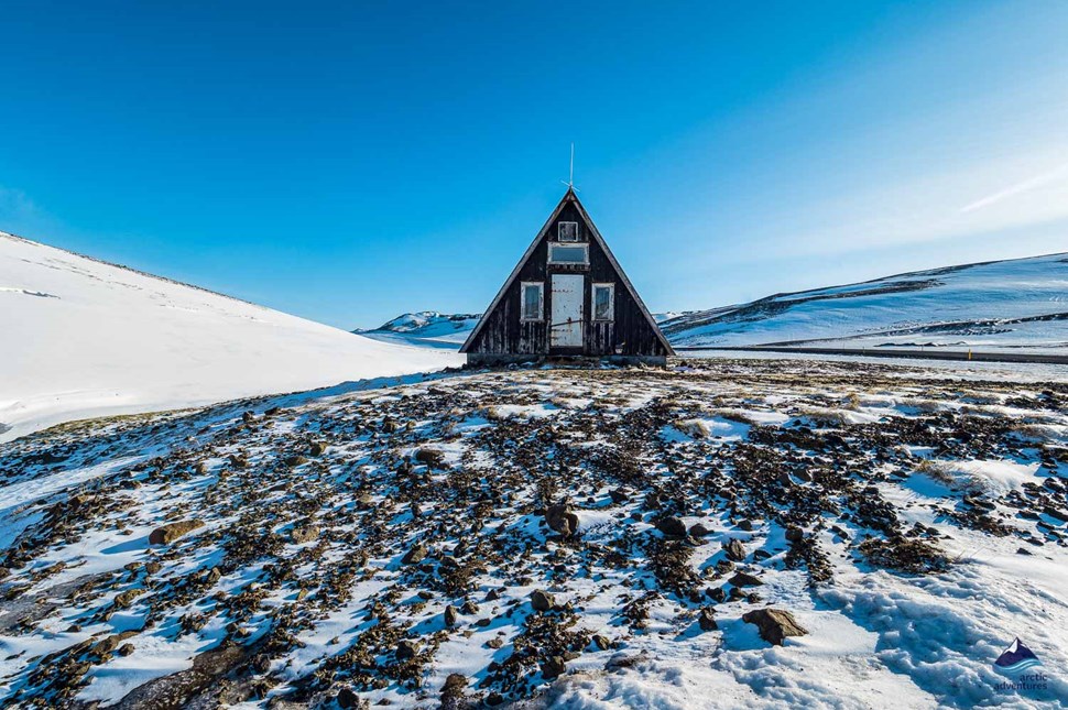 Hut on Snaefellsjokull Glacier