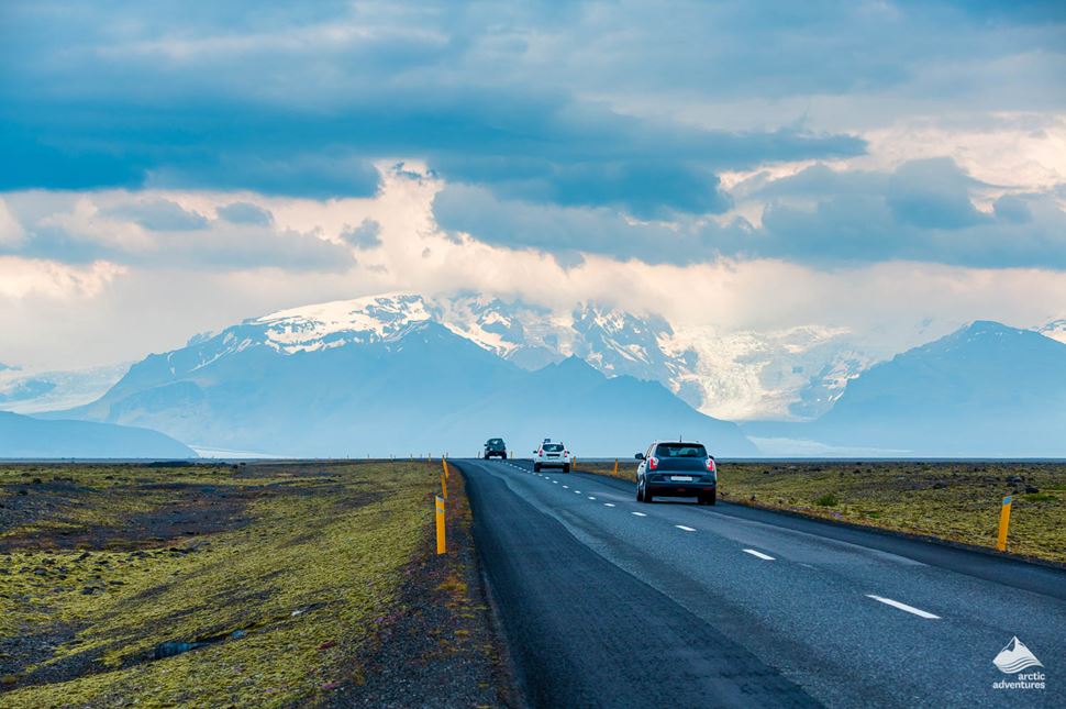 Skaftafell National park road in Iceland