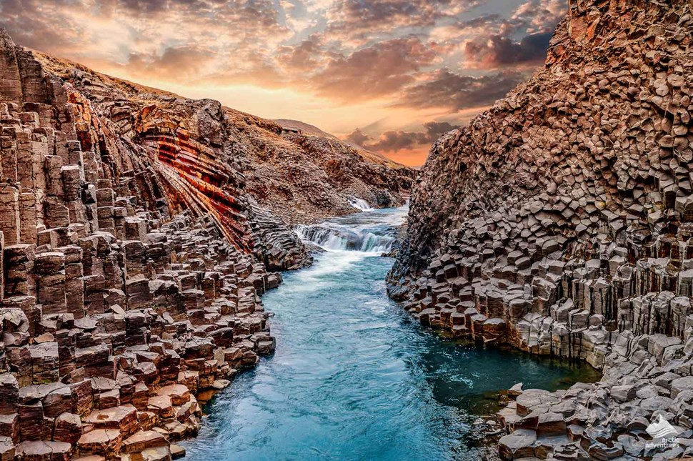 Studlagil Canyon waterfall in Iceland