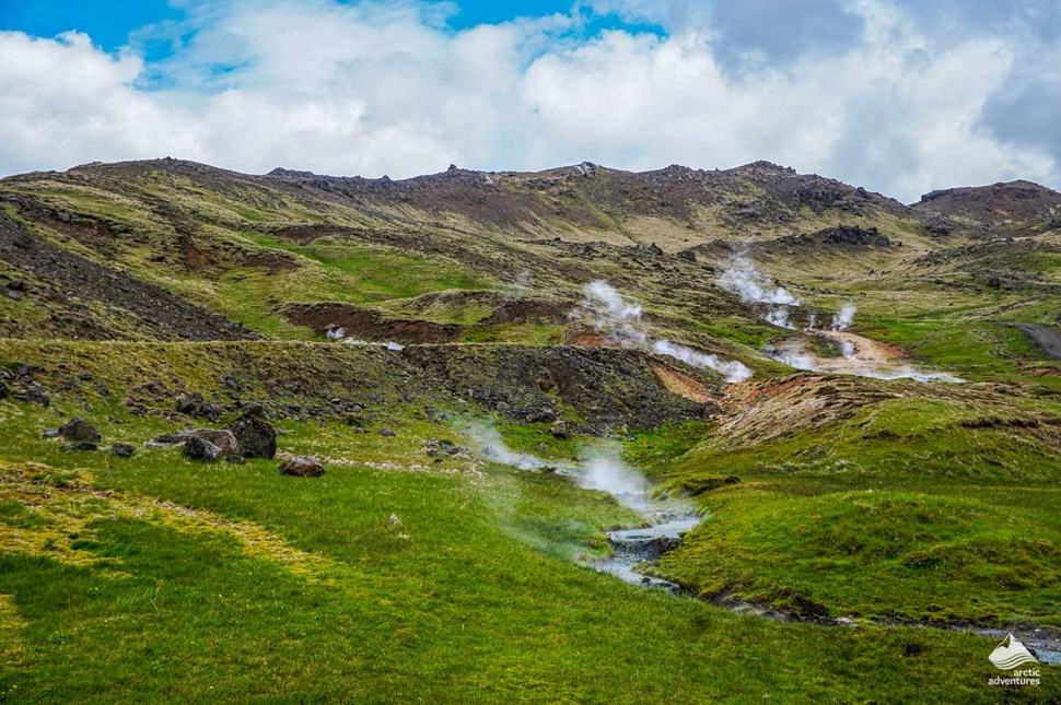 Reykjadalur valley trail landscape