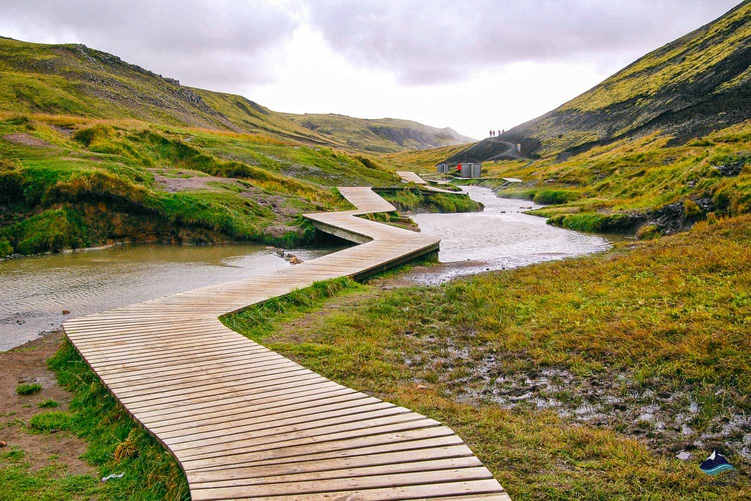 Path across Reykjadalur natural hot river