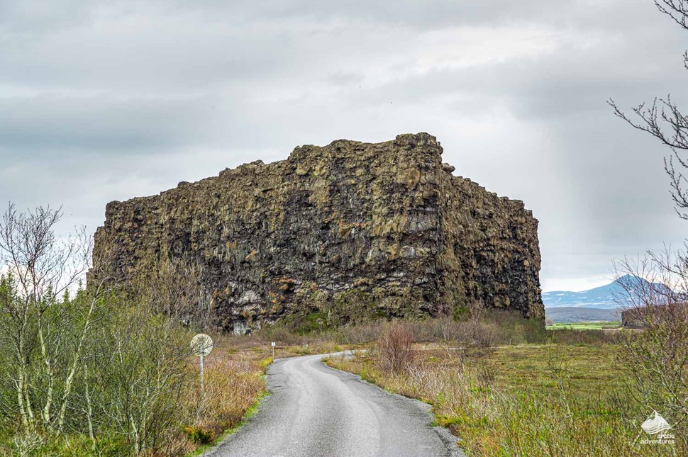 Asbyrgi Canyon massive cliff in iceland