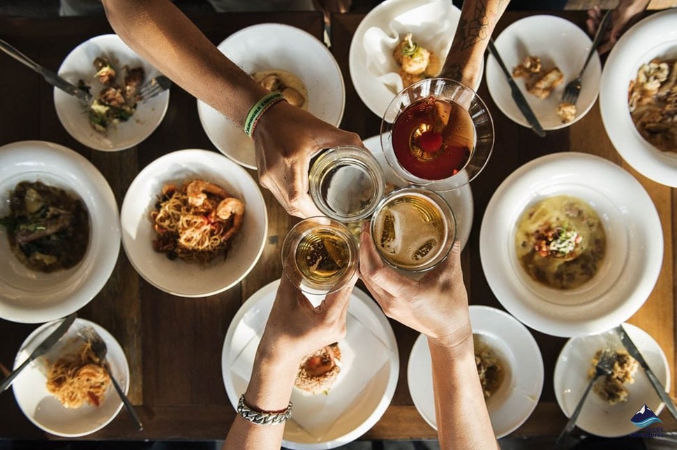 friends tasting food