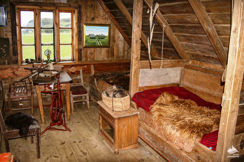 Icelandic turf house interior 