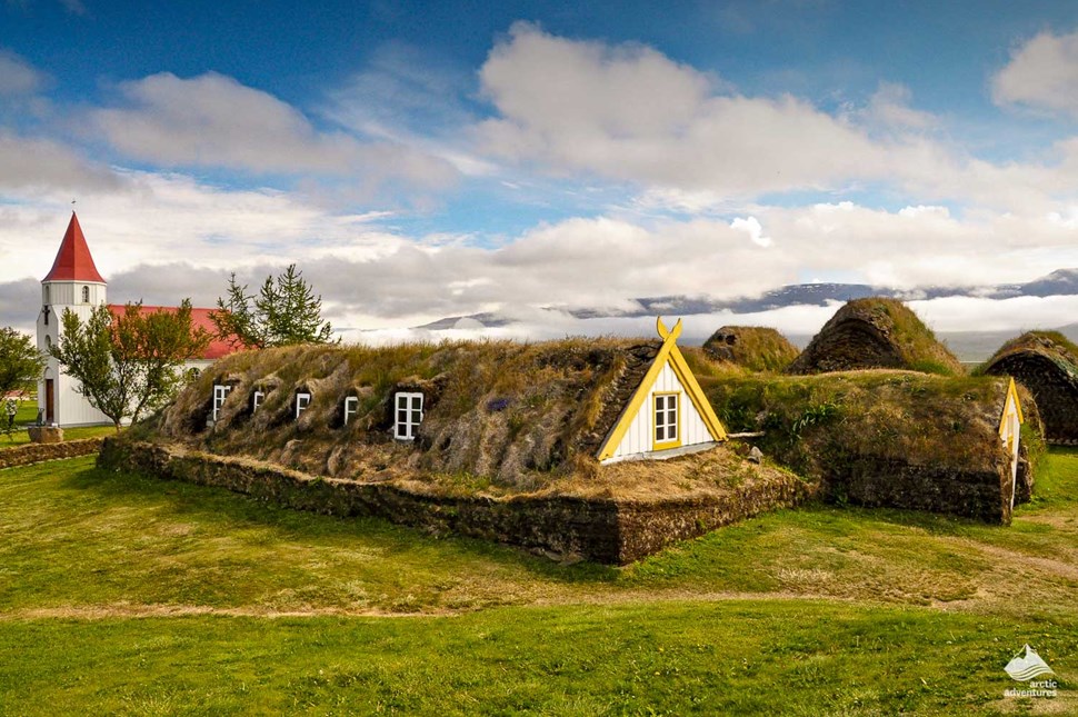 turf farm houses at Glaumbaer Museum in Iceland