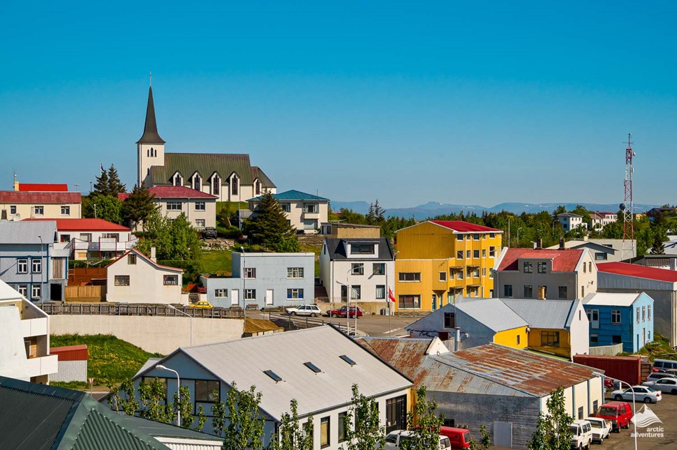 Borgarnes city in the summer view