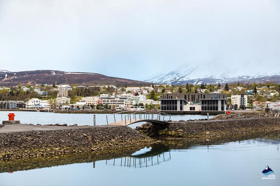 Akureyri town view in iceland