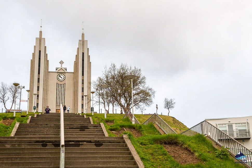 Akureyri town church in iceland