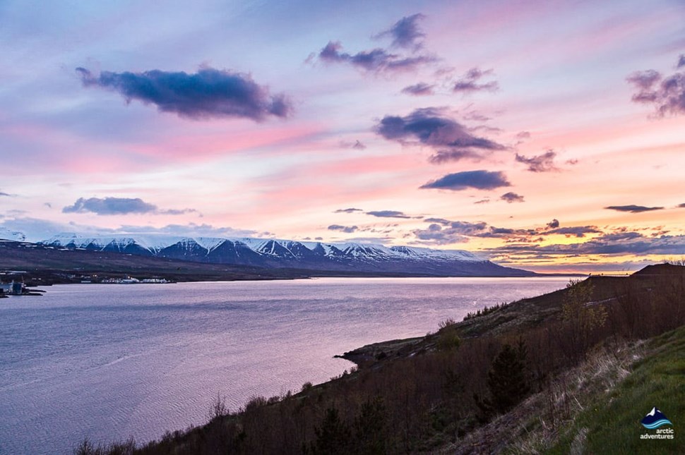 Icelandic sunlight scenery in Akureyri